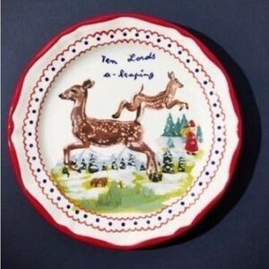 Nathalie Lete 12 days of Christmas plate 10 lords a leaping